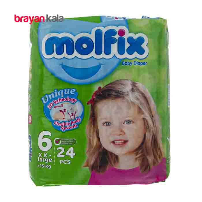 عکس اصلی پوشک مولفیکس سایز 6 (xx_large) بسته 24 عددی